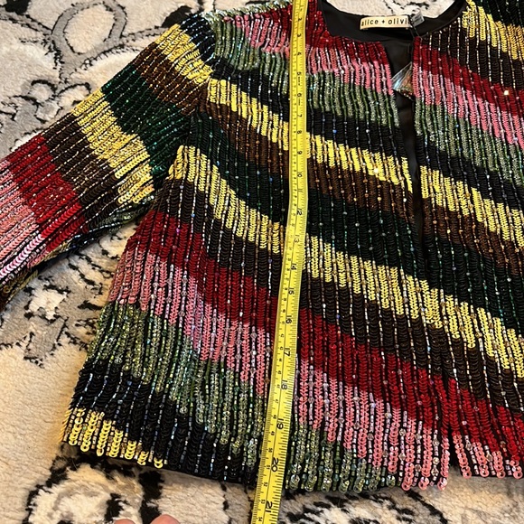 SOLD NWT Alice + Olivia Sequin & Beaded Jacket with Multi Colored Block Small - Picture 8 of 15